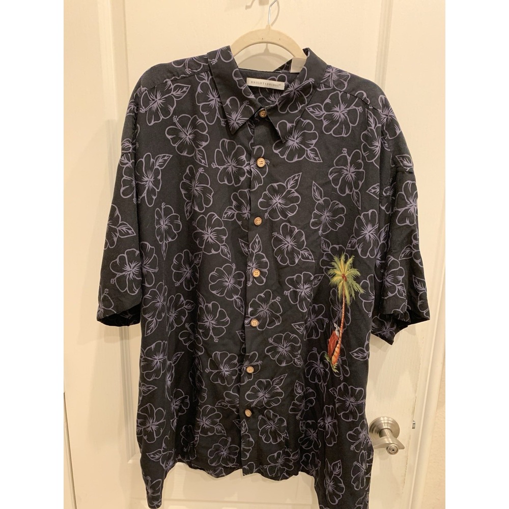 Knightsbridge Hawaiian Shirt Men 3X Blue Aloha Camp Rayon Super Soft